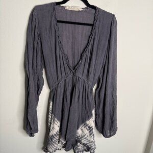 Jen's Pirate Booty Tie Dye V Neck Long Sleeve Mini Dress - Size‎ S small